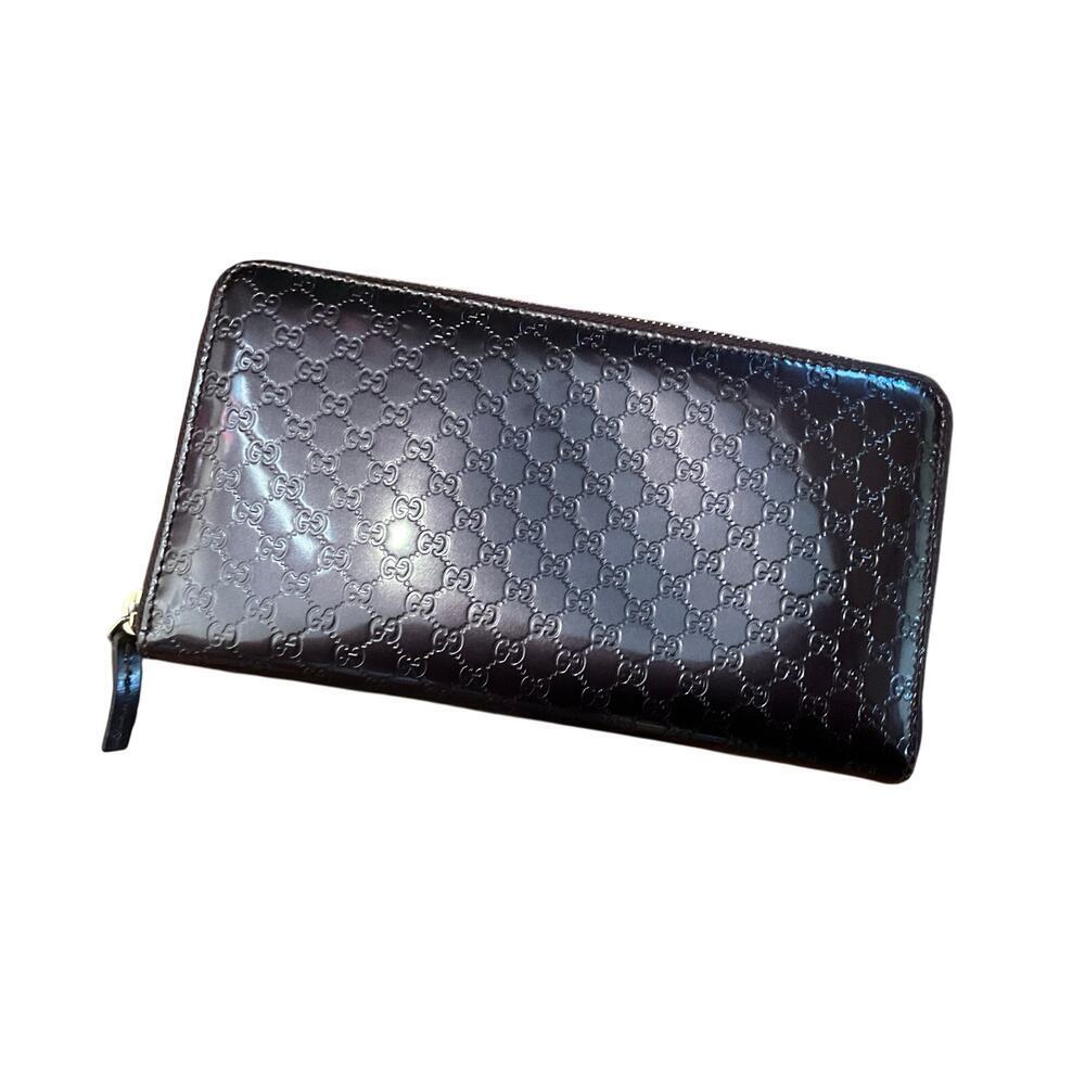 Gucci Microguccissima Gg Leather Long Continental Wallet Zip Around Purple